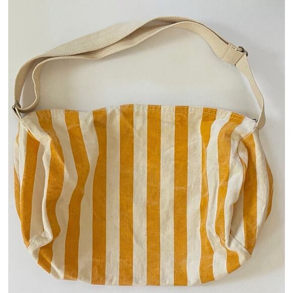 GIORGIO BEVERLY HILLS Yellow & White Striped Beach Tote Bag Rare 80s 90s VINTAGE - Picture 2 of 3